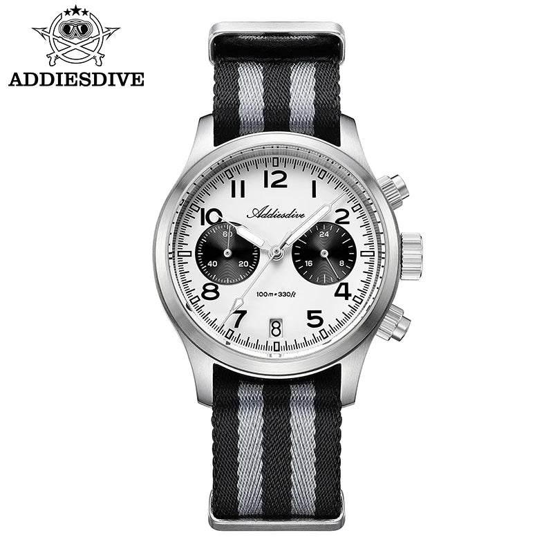 Orologio da uomo ADDIESDIVE 2025 New Panda Eye, retrò di lusso, quarzo VK64, cronografo sportivo, impermeabile 100M, luminoso