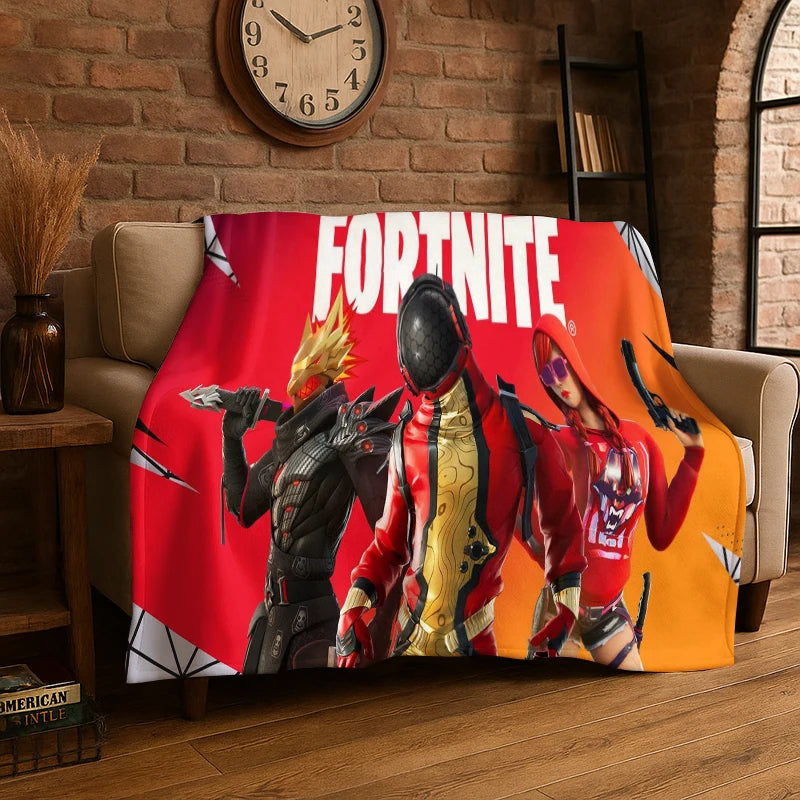 Cartoon-F-Fortnite-Gamer-Flanelldecke – weiche, warme Kuscheldecke für Schlafzimmer, Wohnzimmer, Bett, Reisen, Camping, Picknick und als Geschenk