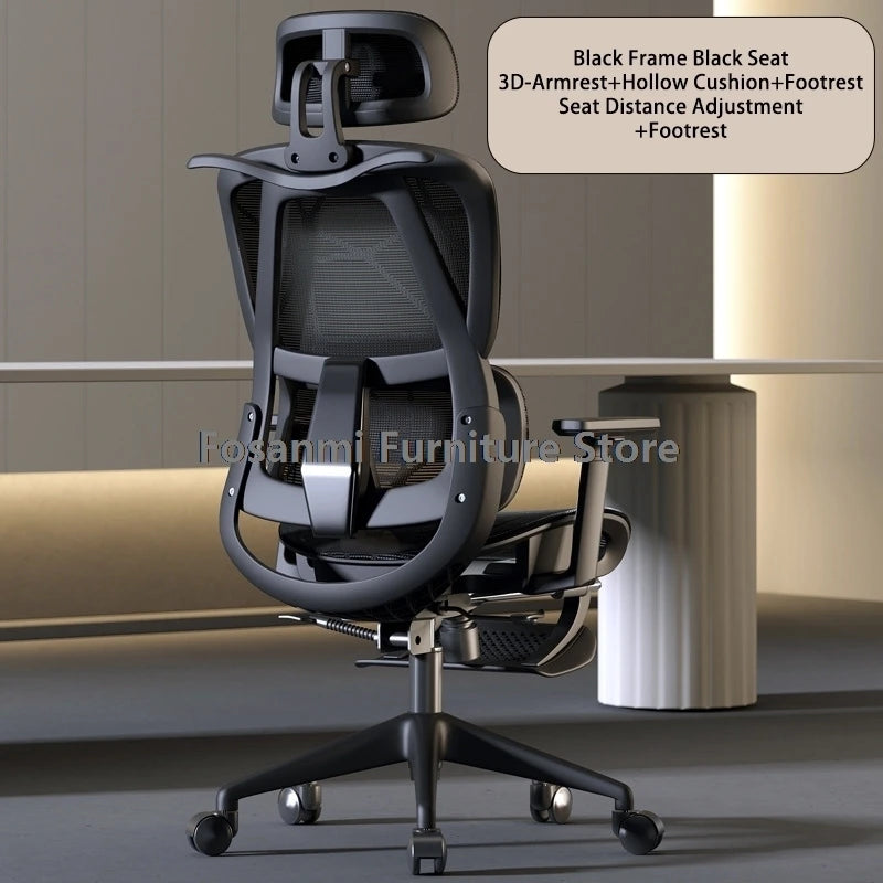 Atmungsaktiver Mesh-Computer-Bürostuhl mit Armlehnen und Lendenwirbelstütze, verstellbarer ergonomischer Schreibtischstuhl für Zuhause und Gaming mit Kopfstütze