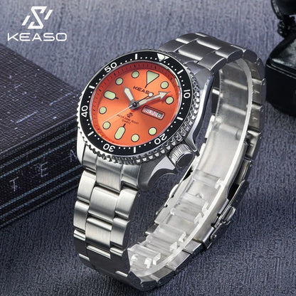 KEASO Top Men Dive Watch C3 Super Luminous 316L Solid Steel 20Bar Waterproof Sapphire Mirror MIYOTA 2035 Quartz Movement Watch