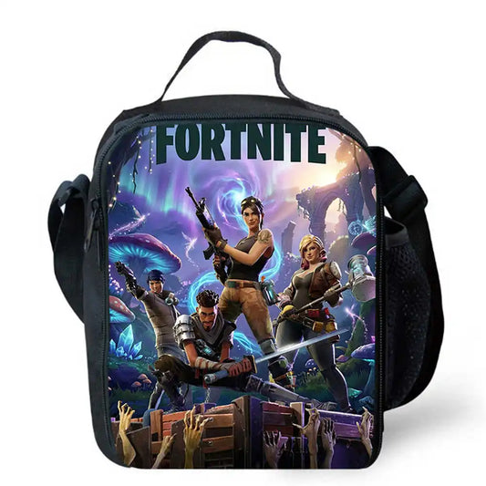 Children's Cartoon Fortnite Picnic Bag For Boys and Girls Age 5-10，Kids Insulated Cooler Lunch Bags Cute Portable Lightweight