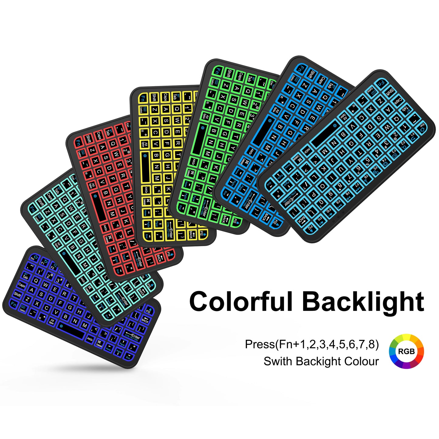 Mini Backlit RGB Bluetooth Keyboard for PC Tablet Laptop Rechargeable Wireless Bluetooth Keyboard for iPad iOS Android MacBook
