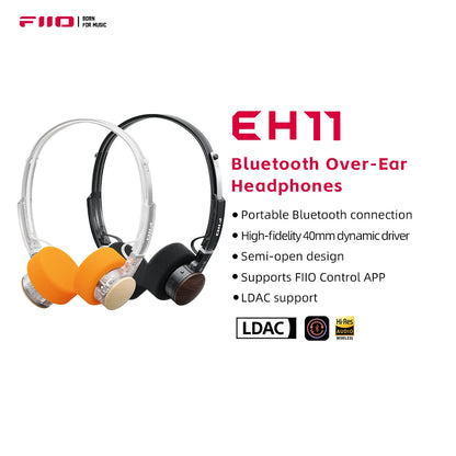 FIIO EH11 On-Ear-Bluetooth-Kopfhörer – Hi-Res LDAC kabelloses Bass-Headset, 30H Akku, Dual-Device-Verbindung & leichtes Retro-Design
