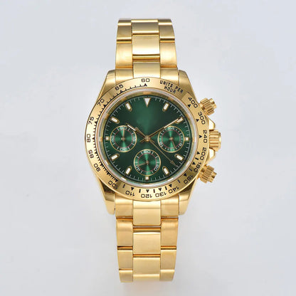Luxury VK63 Watches gold 39mm quartz Chronograph Business Watch Men's VK63 Sport Sapphire Glass Gem dial Ceramic bezel inser