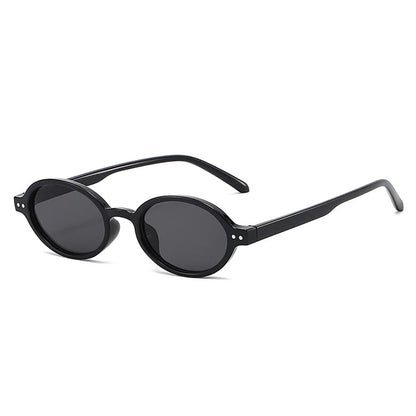 SO&EI Retro Small Oval Sunglasses Women Fashion Rivets Leopard Men Punk Shades UV400 Sun Glasses