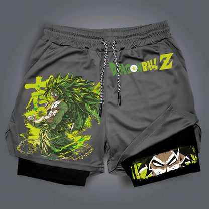 2025 Dragon Ball Japanese Animation Peripheral Double-layer Shorts Men's Trend Breathable Loose Sports Five-point Pants