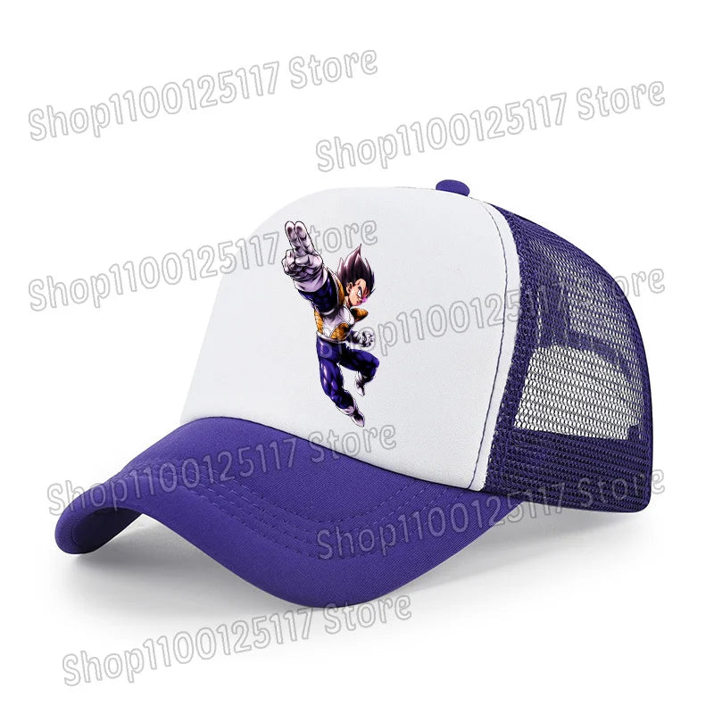 Dragon Ball baseball sapka, anime-nyomtatott sapkák, lélegző, csúcsos sapka, rajzfilm, Goku, nyári sport, snapback, hálós napellenzős sapka, gyermekajándék