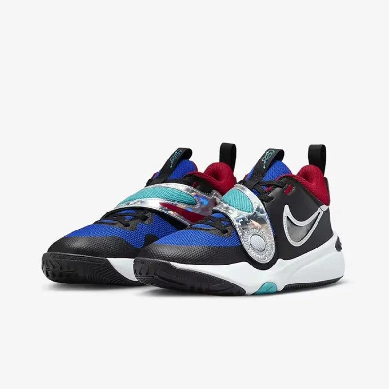 Nike Full-Length Rubber Outsole Cushioning Women's Practical Basketball Shoes, New Velcro Design, Wear-Resistant and Durable Mid-Top Basketball Shoes, Team Hustle D11 Eye-Catching Color Outdoor Casual Basketball Shoes, Excell