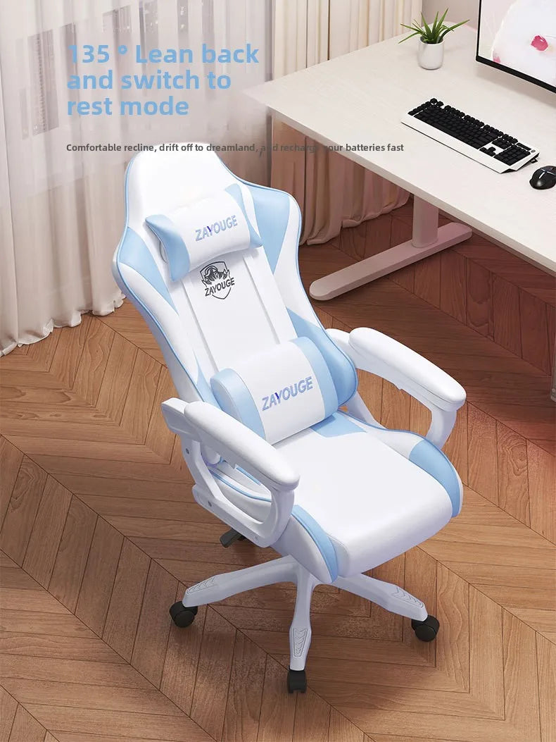 Household Comfortable Gaming Chair Office Ergonomics Mute Roller Computer Chair Bedroom Study Rotate Lift Backrest Chair