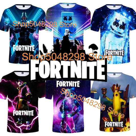 T-shirt Fortnite Bushranger per bambini, stampa 3D Banana Peely, T-shirt da uomo e donna, maglietta Battle Royale, top estivo, regalo di compleanno