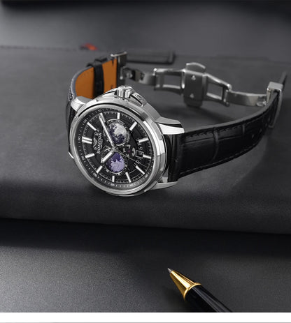 Relógio mecânico masculino totalmente automático BORIAGE(BOAIJIUA) — design original, resistente à água e luminoso