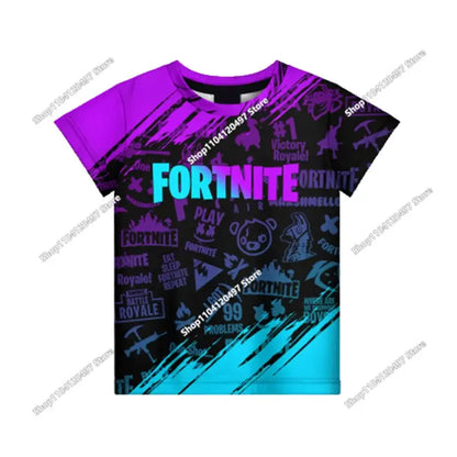 Anime Fortnite T-Shirts Girl Clothing T Shirt Boys White Cartoon Tees Baby Summer Shirts Cute Printed Tops Costume