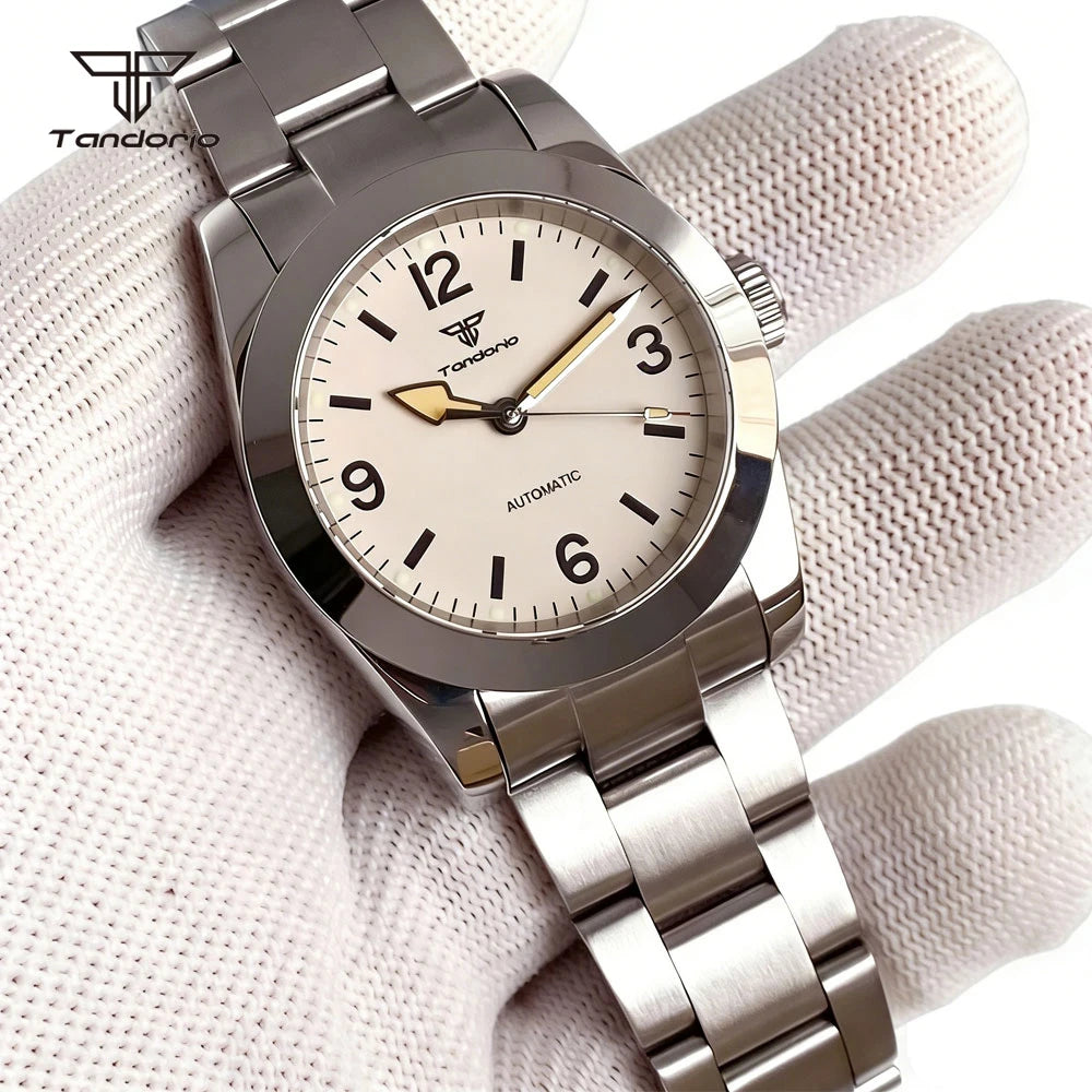 Tandorio Mechanical Automatic 36mm/39mm Explorer Style Watch Sapphire Glass Miyota8215 or PT5000 Men's Wristwatch Glide Clasp
