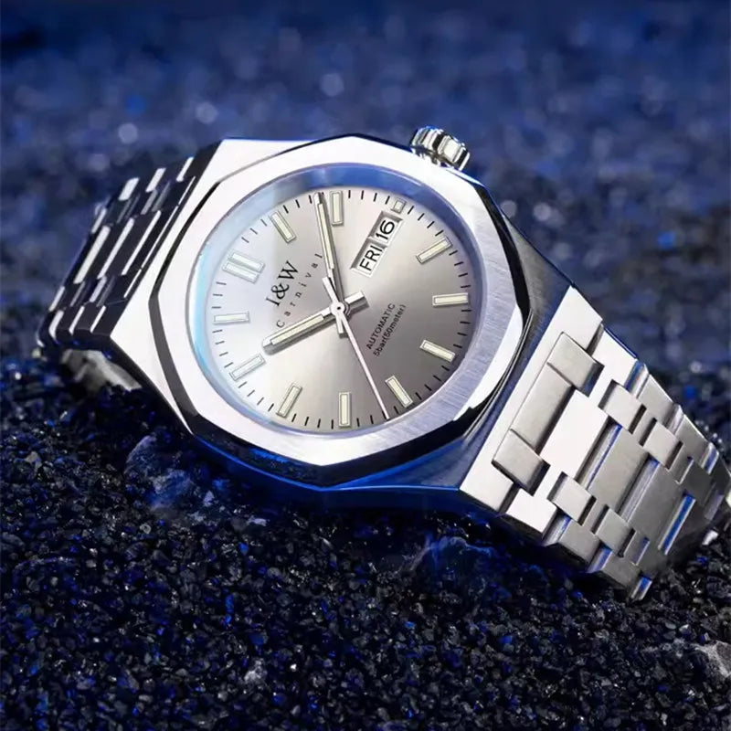 CARNIVAL Mens Mechanical Watch Brand Luxury Sapphire NH36 Movement Automatic Wrist Watches 50m Waterproof for Men Reloj Hombre