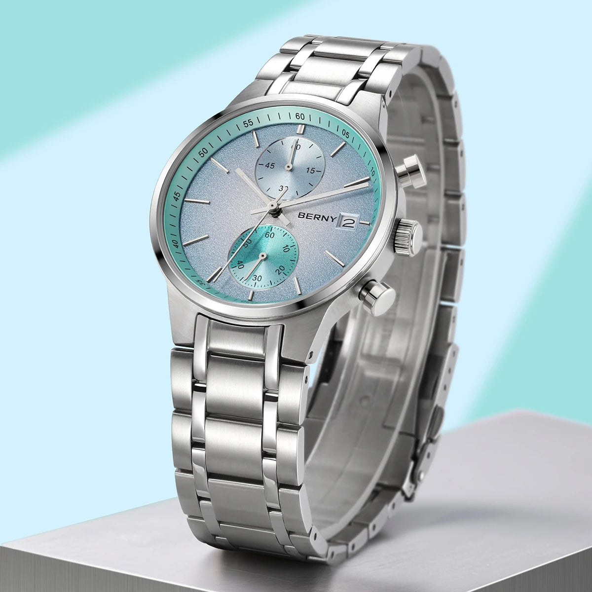 BERNY Watches for Men Fashion Casual Multi-function Chronograph Quartz Men's Watch Luminous Date Colorful Sports Wristwatch