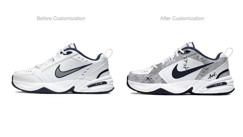 Specialfremstillede sneakers Nike Air Monarch 4 "Misty Night Blue Star" klassiske retro-løbesko til mænd