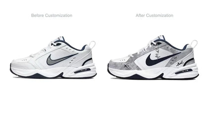 Specialfremstillede sneakers Nike Air Monarch 4 "Misty Night Blue Star" klassiske retro-løbesko til mænd
