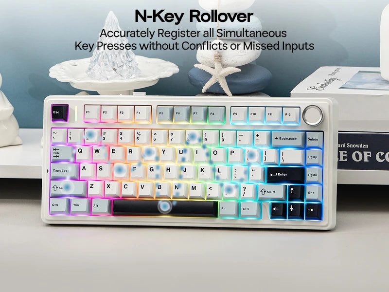 EPOMAKER x AULA F75 75% ANSI Gasket Hot-Swap Bluetooth 5.0/2.4G Wireless/Wired Mechanical Keyboard PBT Keycaps for Win/Mac