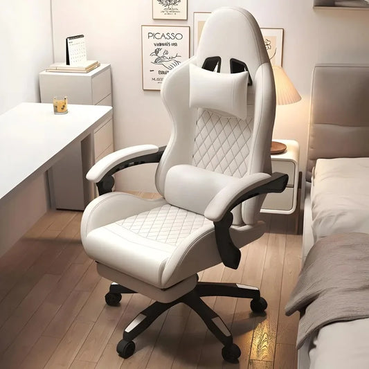 Scaun de gaming Hestora din piele PU, mare și înalt, ergonomic, cu spătar înalt, scaun de birou pentru computer cu suport pentru picioare, masaj și suport lombar pentru adulți