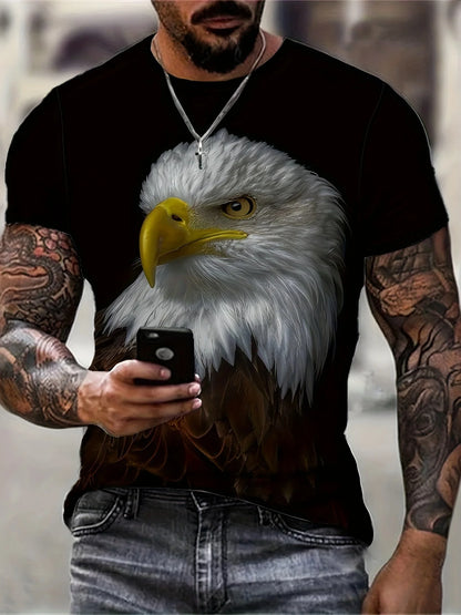Modne majice z grafiko Eagle Luksuzne majice Poletne moške majice Sproščene majice Majice s kratkimi rokavi 3D-tiskanje Moška oblačila