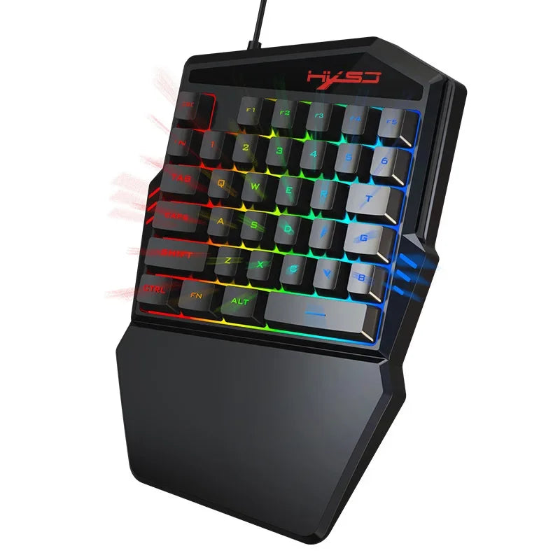 Wired Backlight Keyboard Mouse Set One-handed Professional Gaming Keyboard Mini Portable Game Mouse for Battle Royale Game