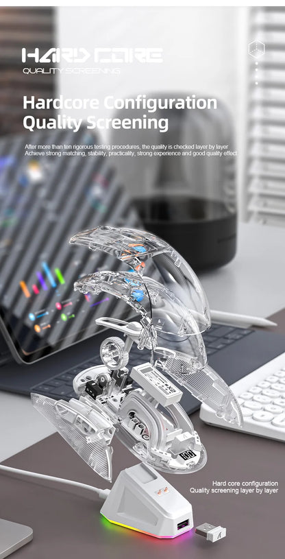 Attack Shark X2PRO Bluetooth Mouse, Tri-Mode , RGB Lights, Magnetic Charging ,Transparent, Battery Indicator, Computer Phone