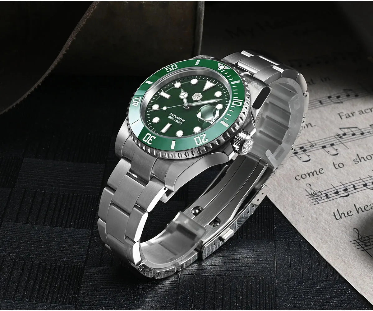 San Martin Verbesserte Version 40mm Water Ghost Diver Watch Herren Luxus-Automatikuhr Mechanische Uhr Saphir Wasserdicht 200m SN0017