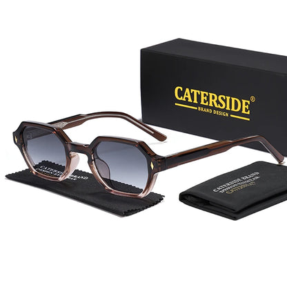 CATERDIDE Retro Polygonal Men Sunglasses Personalized Design Square Frame Sun Glasses for Women Parties Travel Holidays Glasses
