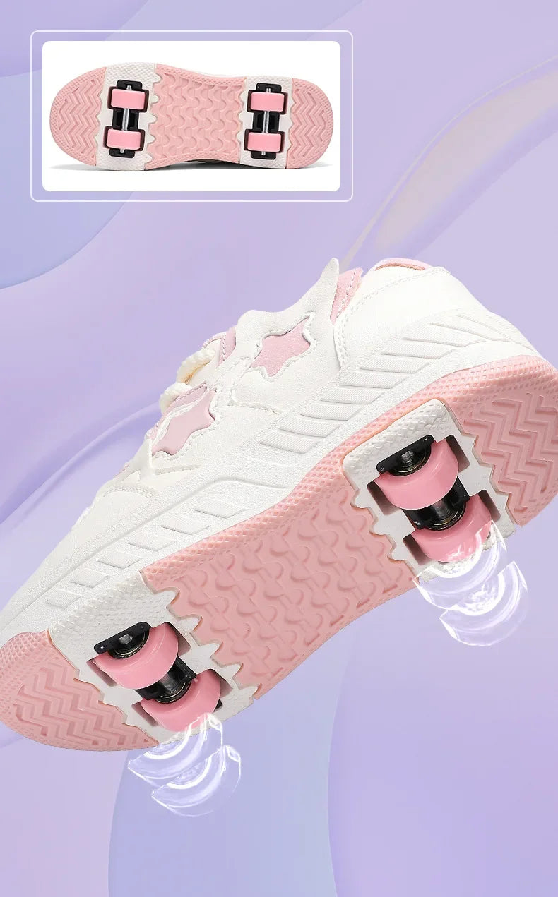 Kids Roller Skate Shoes - Rechargeable Wheels Fashion Color Shiny Birthday for Boys and Girls Two-in-one Casual Shoes