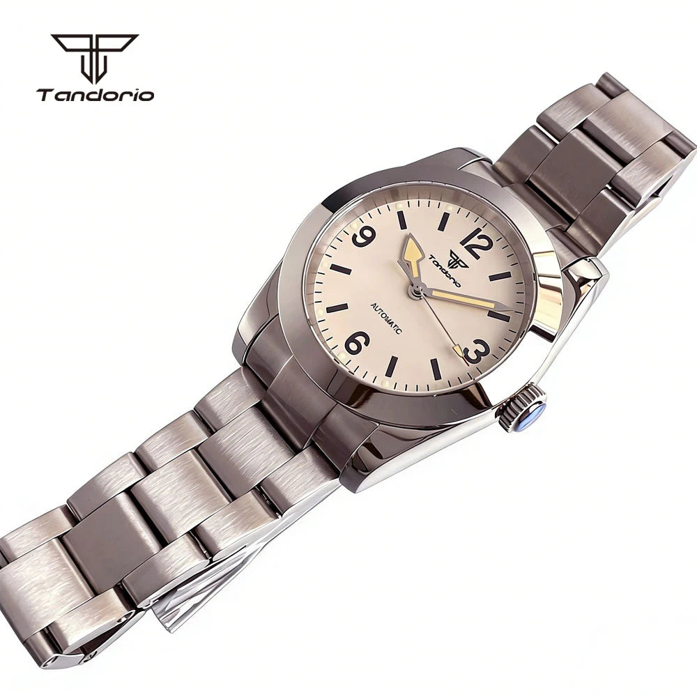 Tandorio Mechanical Automatic 36mm/39mm Explorer Style Watch Sapphire Glass Miyota8215 or PT5000 Men's Wristwatch Glide Clasp