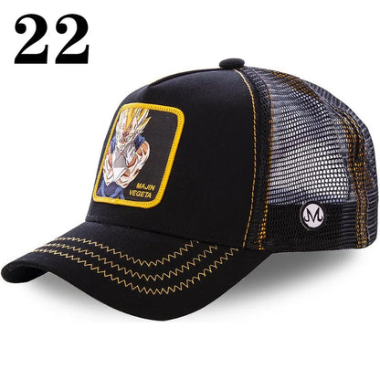 Casquette de baseball imprimée à l'effigie d'un personnage de l'anime Dragon Ball pour hommes et femmes – Casquette hip-hop – Casquette en maille pour camionneur – Protection solaire d'été pour les activités en plein air