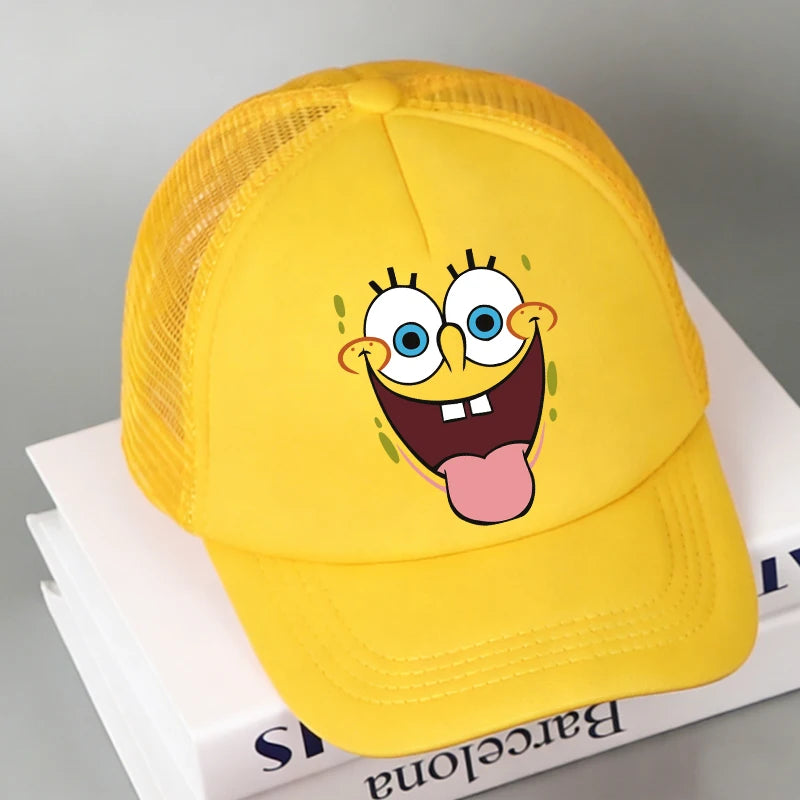 SpongeBobs Baseball Cap Kids Adult Kawaii Expression Sun Hat Summer Breathable Mesh Sunbonnet Outdoor Sports Headgear Gift New