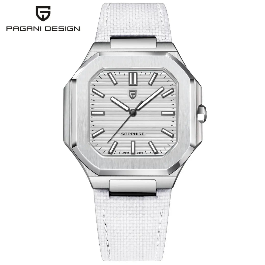 PAGANI DESIGN Novo V2 Relógio de Quartzo Quadrado para Homem, Marca de Luxo, Desportivo, Impermeável, Safira, Aço Inoxidável