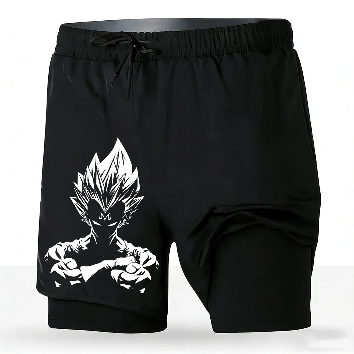 Men's Dragon Ball Anime 2-in-1 Running Shorts Majin Vegeta Print Quick Dry Athletic Workout Shorts 2026 New Unisex
