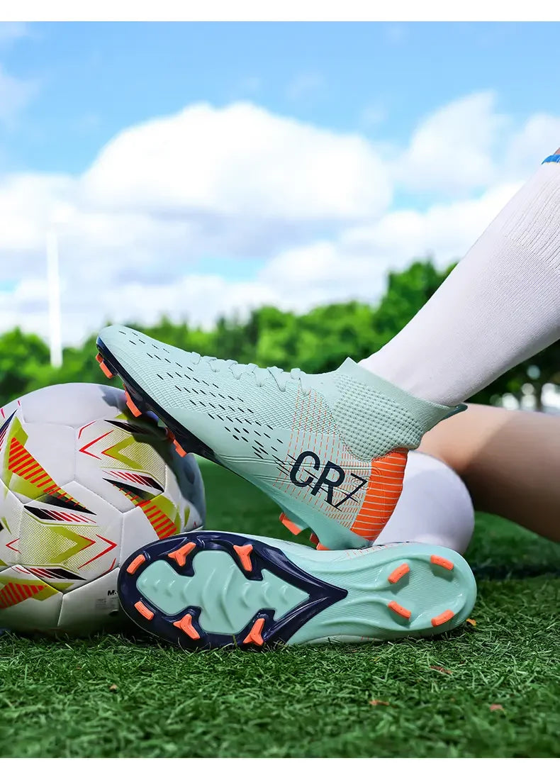 Chuteiras de Futebol de Treino TF com Pitons Longos, Resistentes ao Desgaste, Respiráveis, para Terreno Firme, Jogo ao Ar Livre e Treino