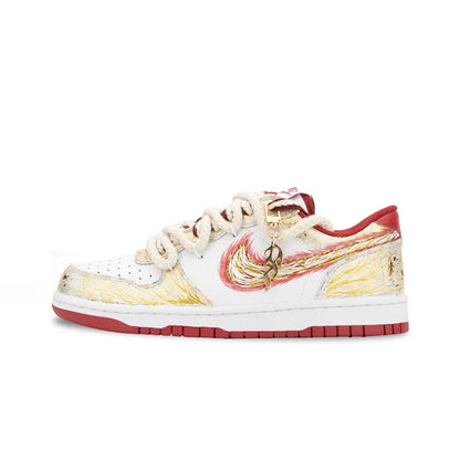 Custom Sneakers Nike Big Moon Over River & Blazing Apollo Gold Foil Craft Shock-Absorbent & Wear-Resistant Low-Top For Men