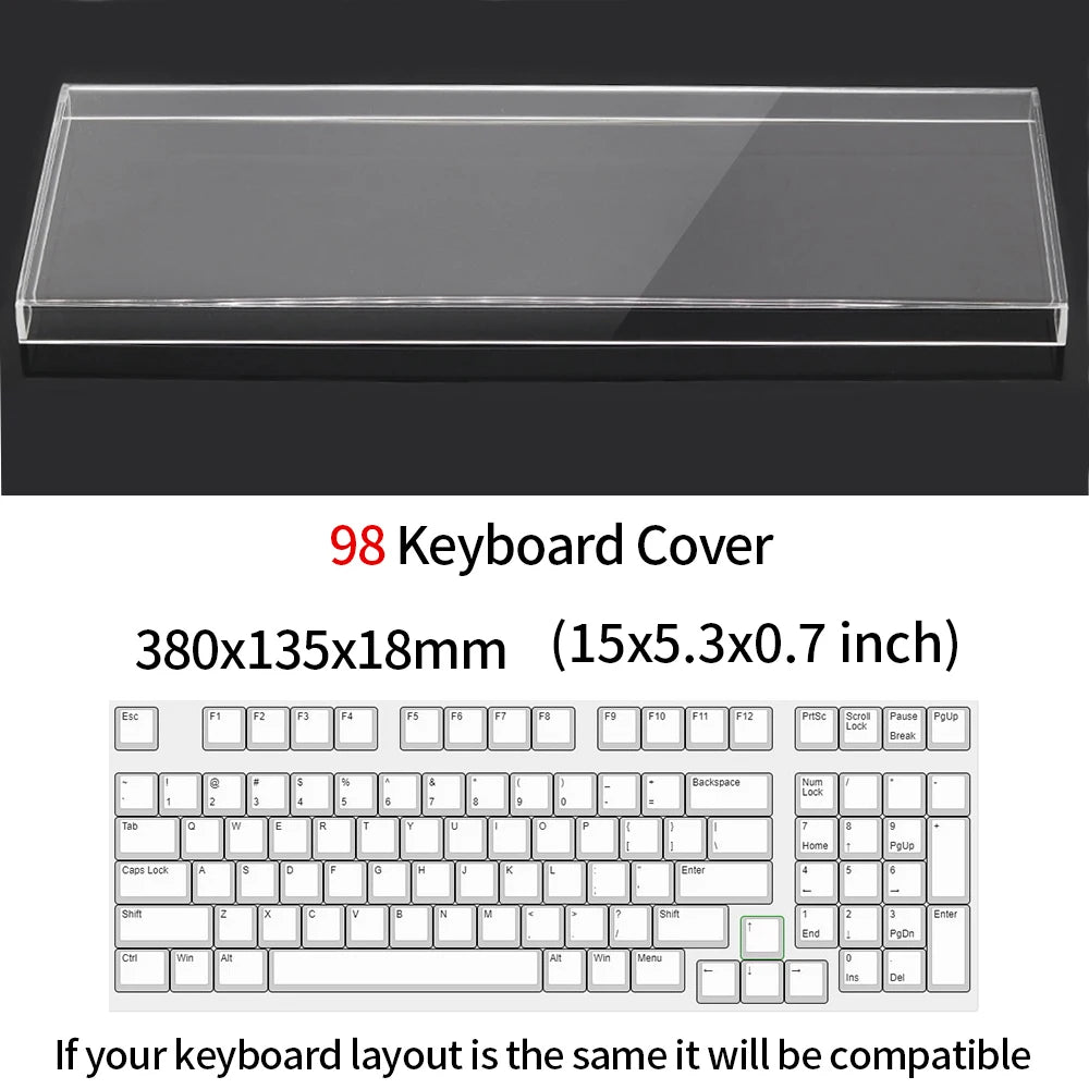Funda protectora transparente de acrílico para teclado mecánico, cubierta antipolvo para teclado de 60/61/64 96 98104/108 teclas y cubierta para ratón