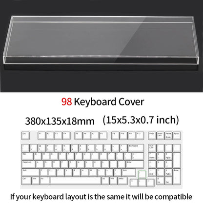 Funda protectora transparente de acrílico para teclado mecánico, cubierta antipolvo para teclado de 60/61/64 96 98104/108 teclas y cubierta para ratón