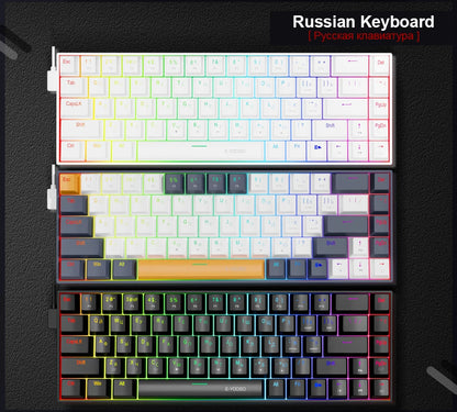 E-YOOSO Z686 RGB USB 60% Mini Slim Mechanical Gaming Wired Keyboard Red Switch 68 Keys Russian Brazilian Portuguese for Compute