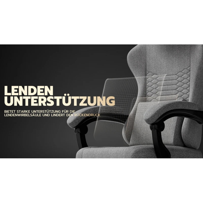 Ergonomic Gaming Chair Fabric Office Chair with Footrest, Adjustable Swivel Desk Chair with Headrest, Comfortable Racing Style Gaming Seat