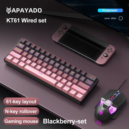 APAYADO K61 Mini Mechanische Tastatur, kabelgebunden, 61 Tasten, Phantom RGB, mechanischer Schalter in Schwarz/Weiß/Rot/Blau für Gaming, 60 % tragbar