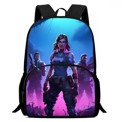 15-инчова Fortnite раница с анимационен дизайн, унисекс, за момчета и момичета, с преден джоб, лека ученическа раница с голям капацитет