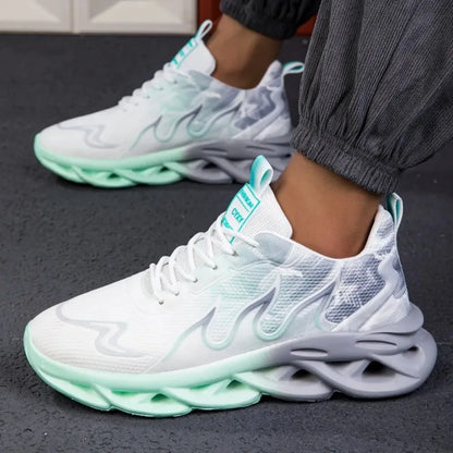 Men's Casual Sports Shoes, Breathable Lightweight Flame Print Sports Shoes, Summer Outdoor Tennis Running Hiking Shoes for Men