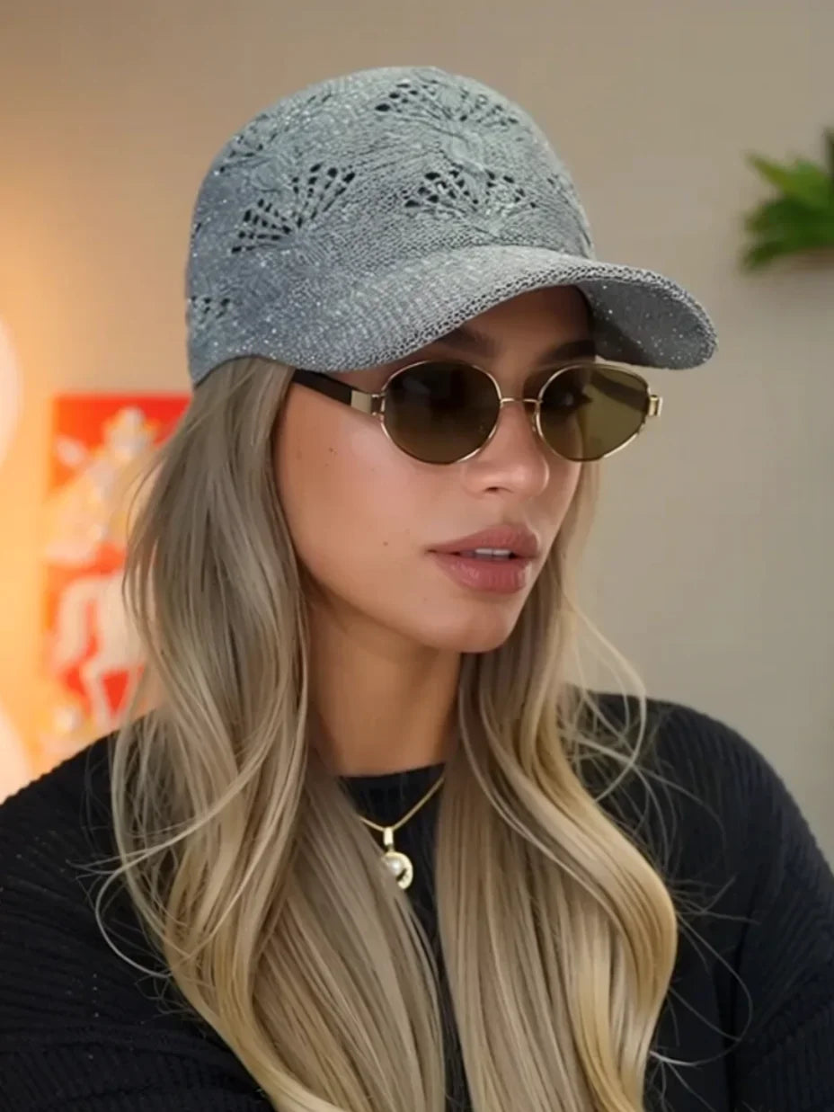 Casquette de baseball d'été en maille ajourée brillante pour femme, casquette de protection solaire pour les activités de plein air, respirante, flatteuse et polyvalente