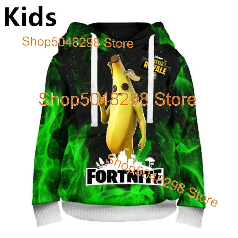 Men’s and Women’s Hoodie with 3D Battle Royale Fortnite Victory Print, Hooded Streetwear Sweatshirts for Boys and Girls