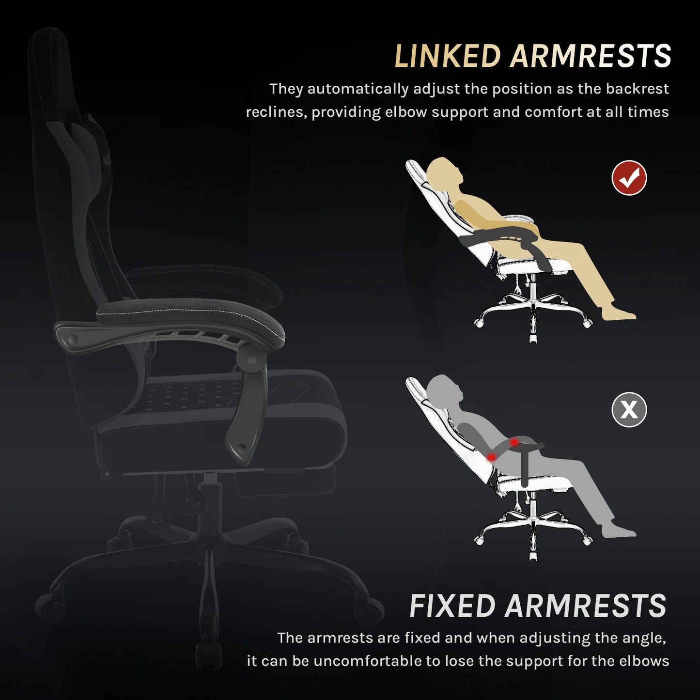 WOLTU Massage Gaming Chair Ergonomic Swivel Computer Chair with Pillow & Footrest Adjustable Headrest Lumbar Support Gamer Chair
