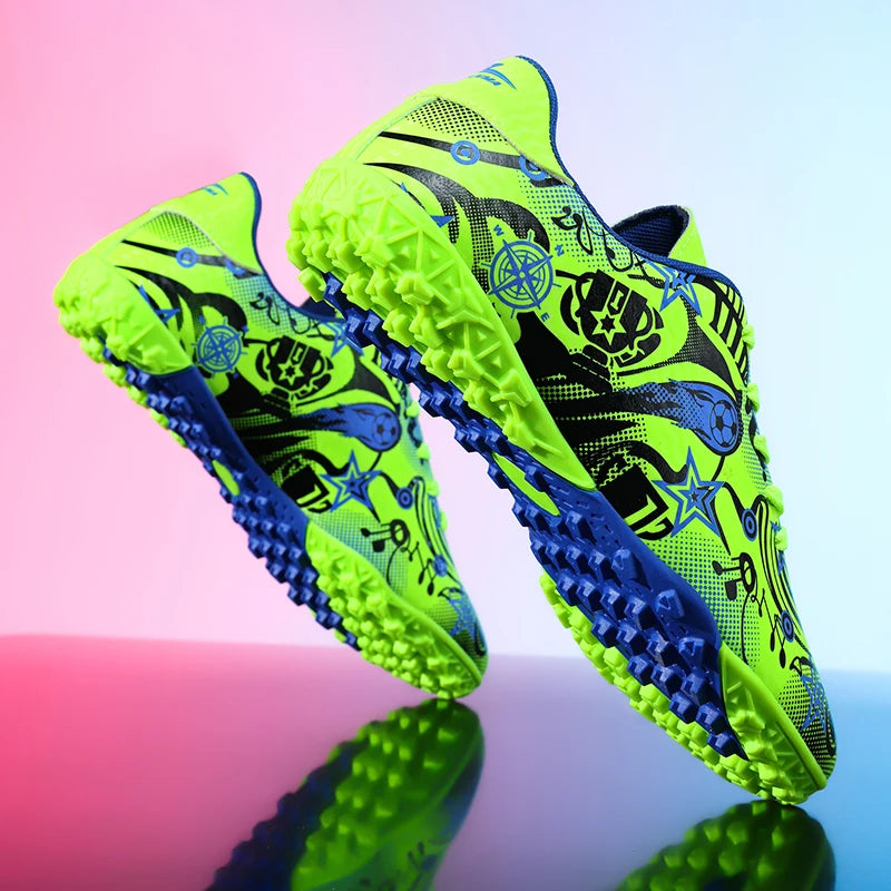 Chaussures de football pour étudiants, chaussures de sport, terrain de société, chaussures de football pour garçons, futsal, baskets rapides d'intérieur, crampons originaux pour la cheville, chaussures de football