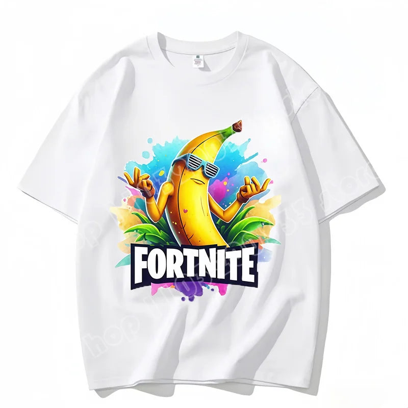 Fortnite Rundhals-T-Shirt für Erwachsene, unisex, Gaming-Dance-Mode, neu, aus reiner Baumwolle, kurzärmeliges Oberteil, perfekt für Freizeit und Urlaub