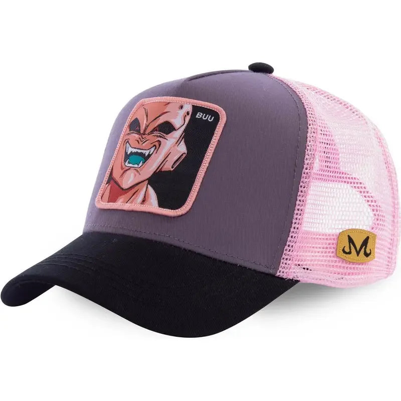 Dragon Ball Son Goku sapka, nyári utazós csúcsos sapka, férfi hímzett hip-hop stílusú napellenzős, állítható trucker hálós sapka