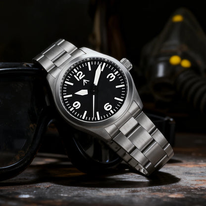 Relógio de Quartzo Vintage Militar Militado ML08 V2 com Movimento VH31, Vidro Duplo de Safira, Luminescência C3 BGW-9, Impermeável, 38mm